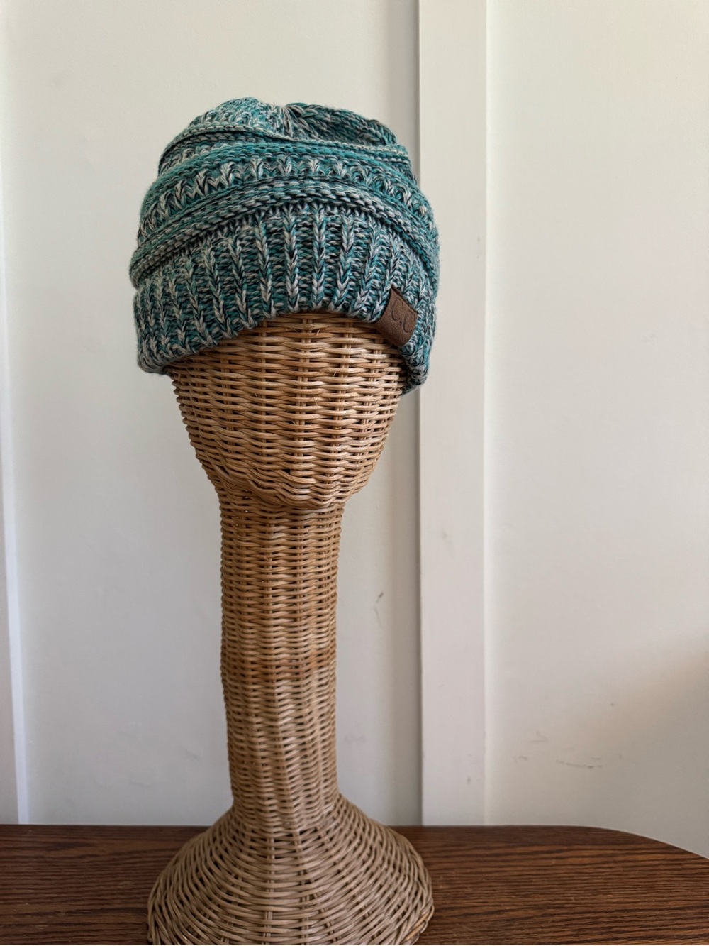 Knit Beanie Hat in Teal Blend